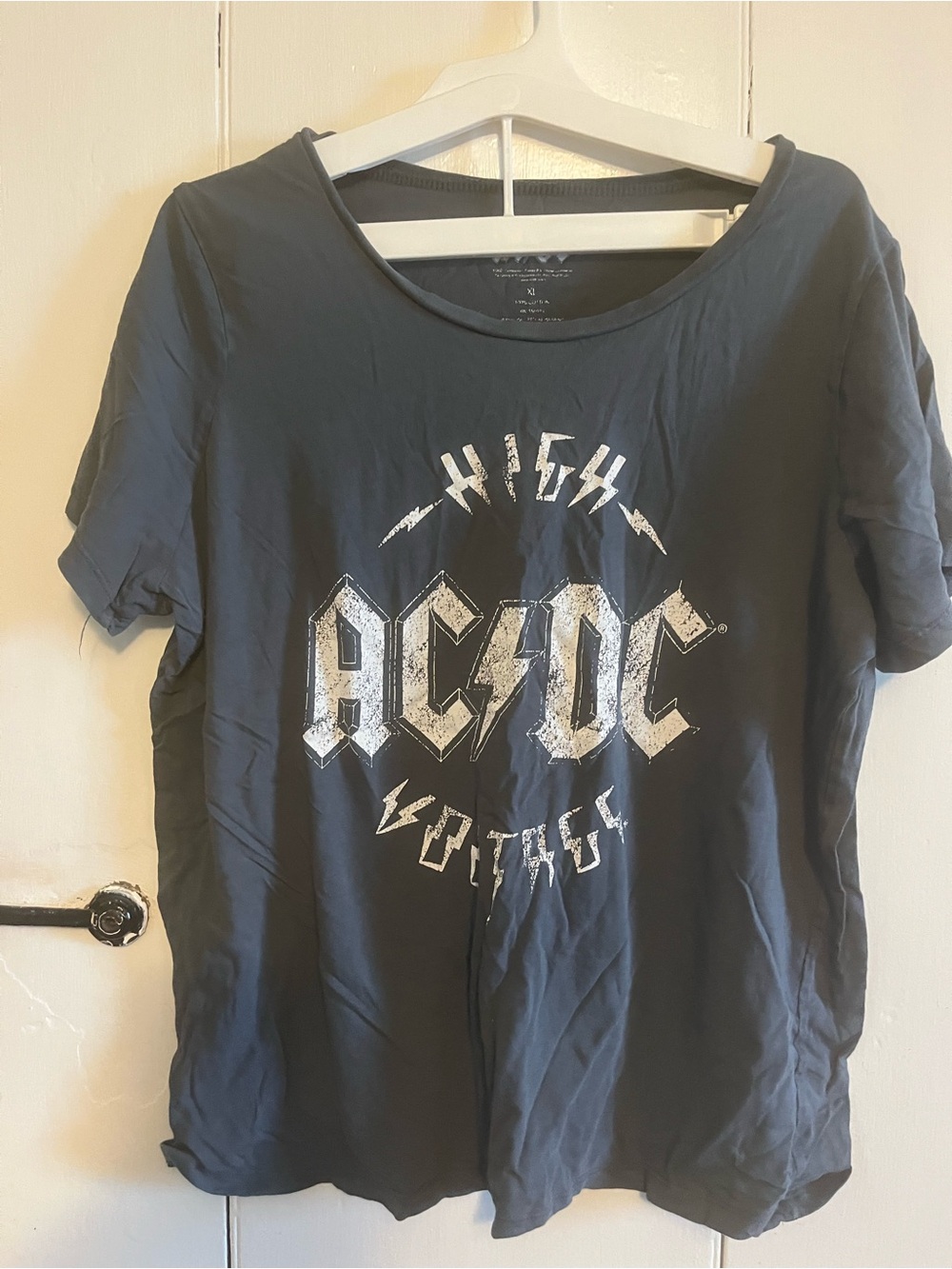 AC/DC Black Graphic Band Tee with White Logo